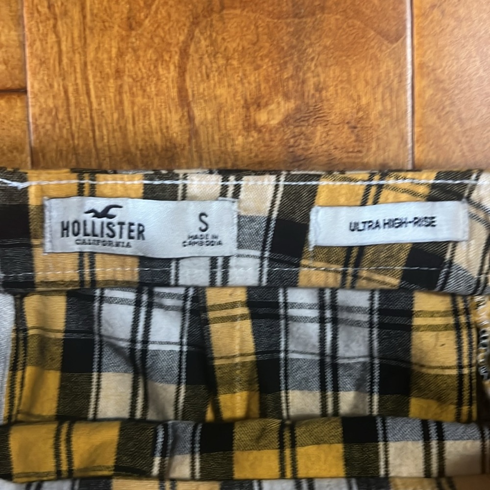 Hollister Yellow Plaid Pencil Mini Skirt Size Small Y2K Clueless Preppy Twee - Picture 7 of 11
